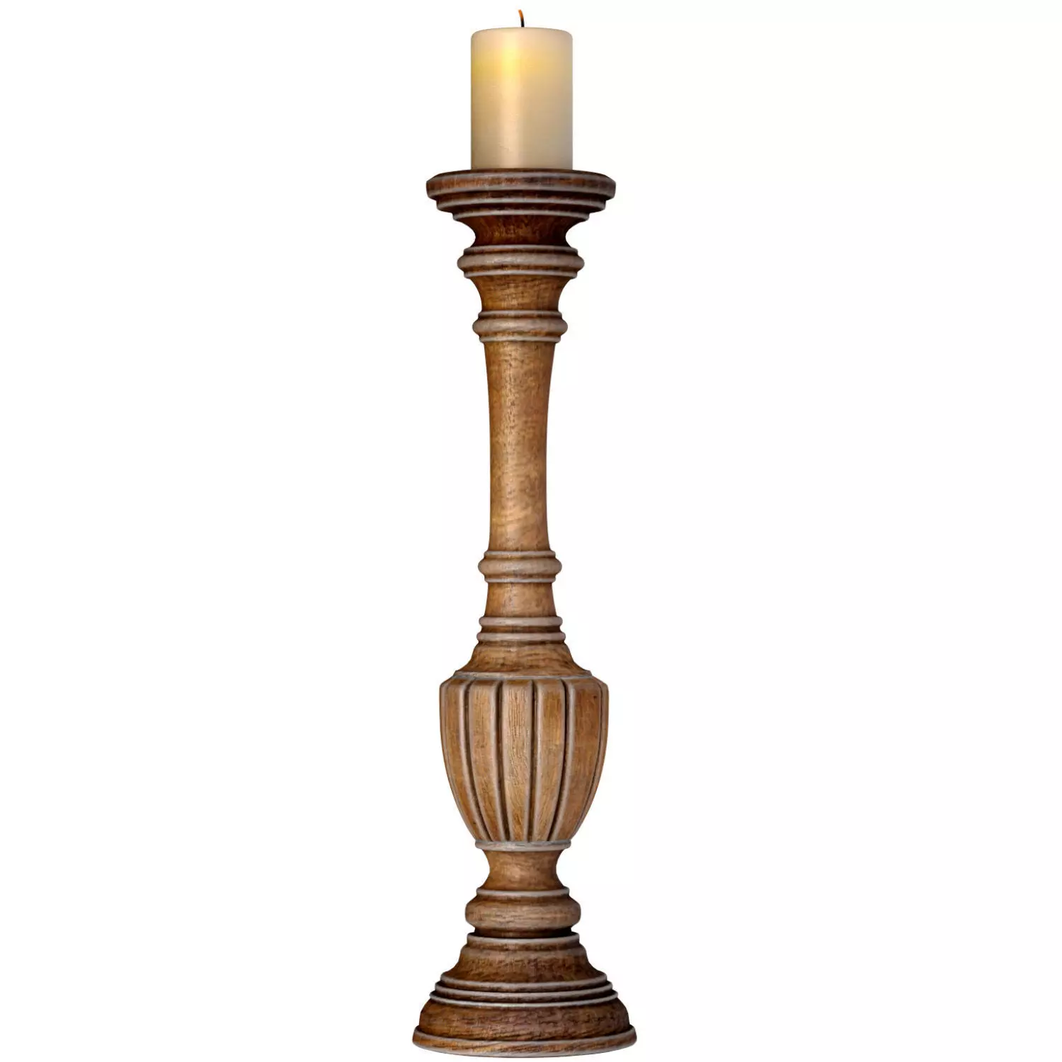 Wooden decorative Aged patinated Candle Holders candlesticks 3D model_2