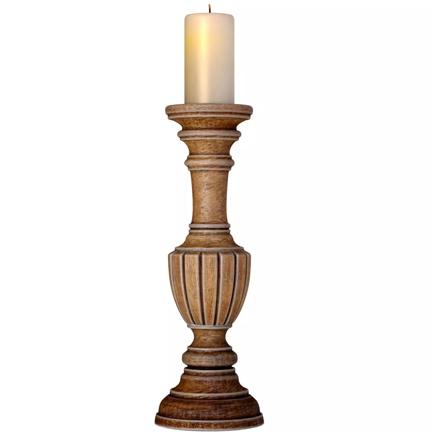 Wooden decorative Aged patinated Candle Holders candlesticks 3D model_4