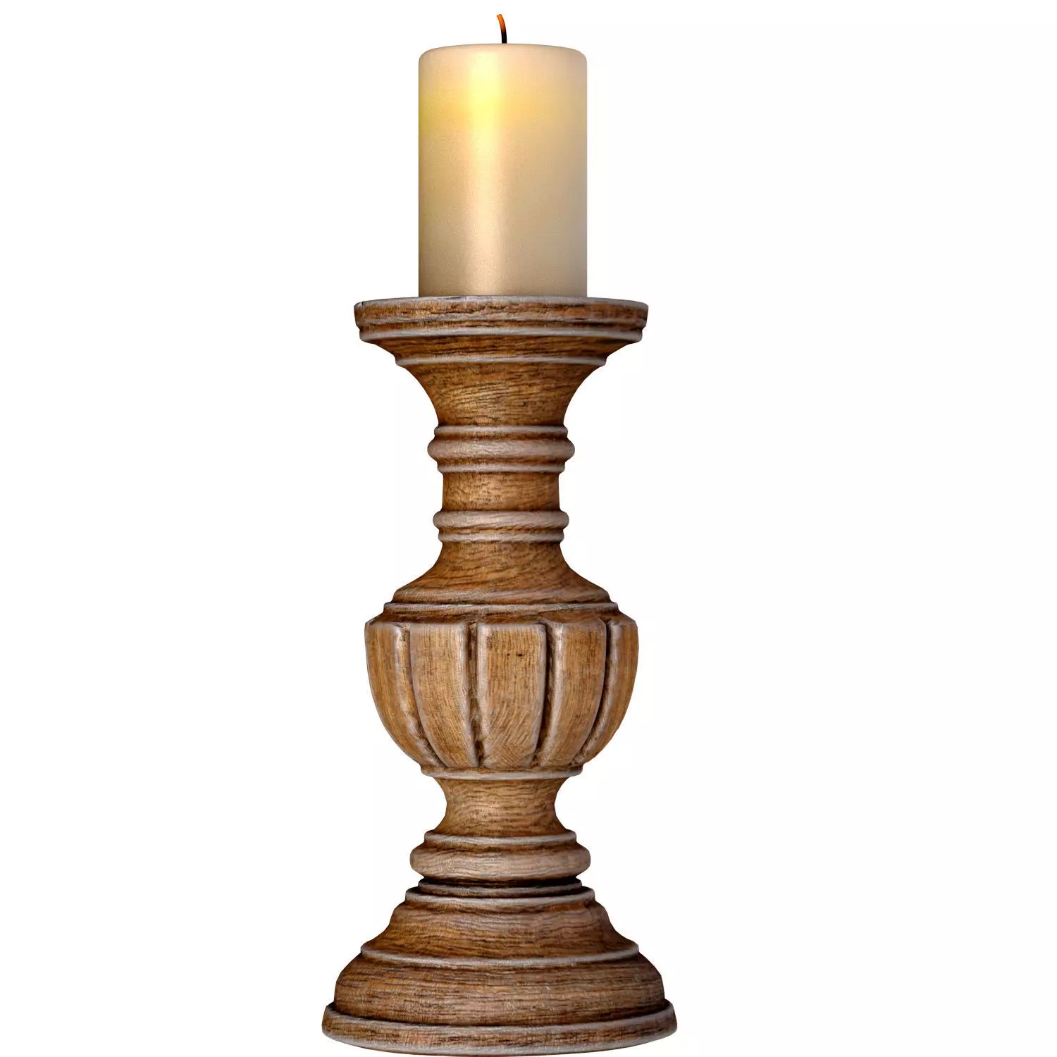 Wooden decorative Aged patinated Candle Holders candlesticks 3D model_5