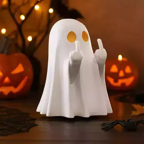 Middle Finger Ghost  Funny Tealight Holder and  Halloween Decor 3D print model