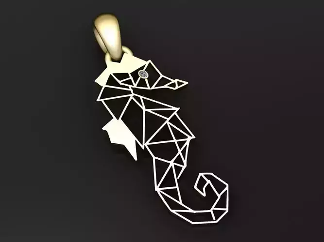 geometric seahorse pendant 3D printable model 