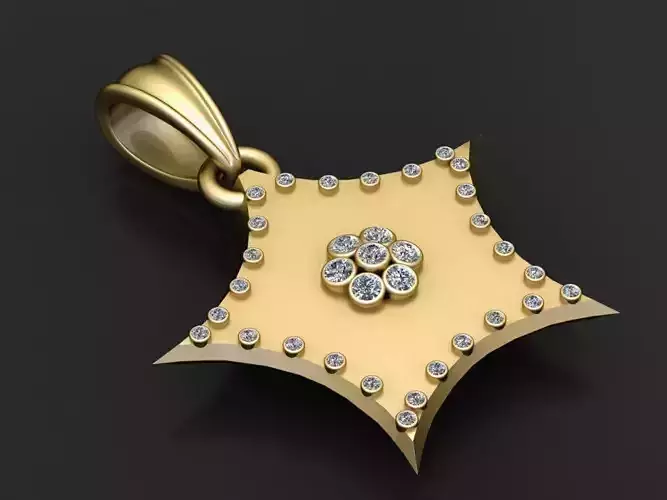  gold star pendant  3D printable model 