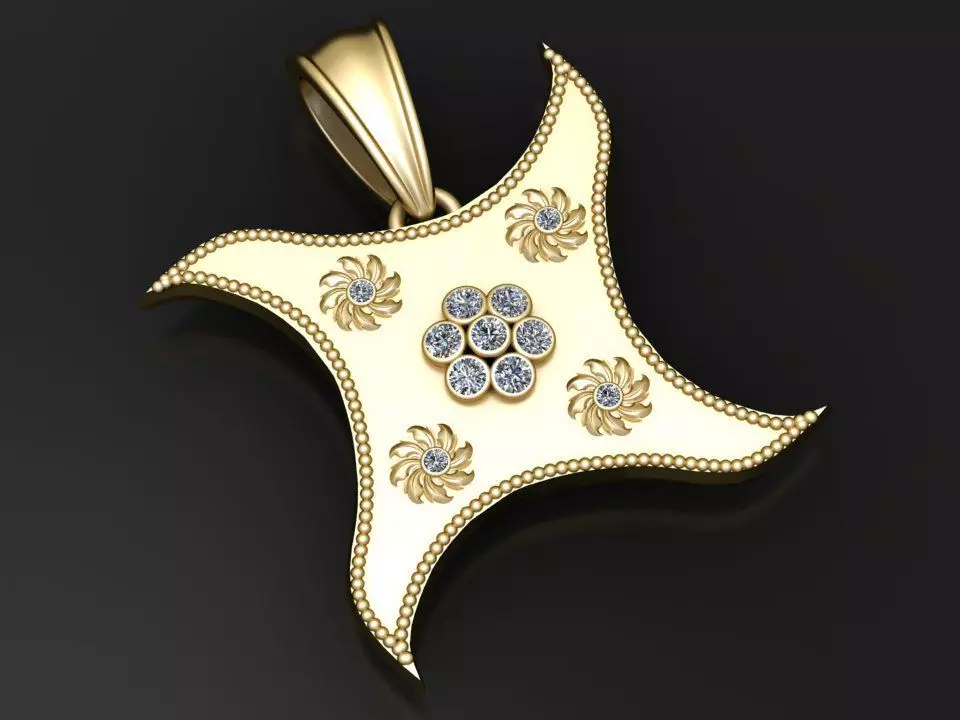 gold star pendant 3D printable model 3D print model_0