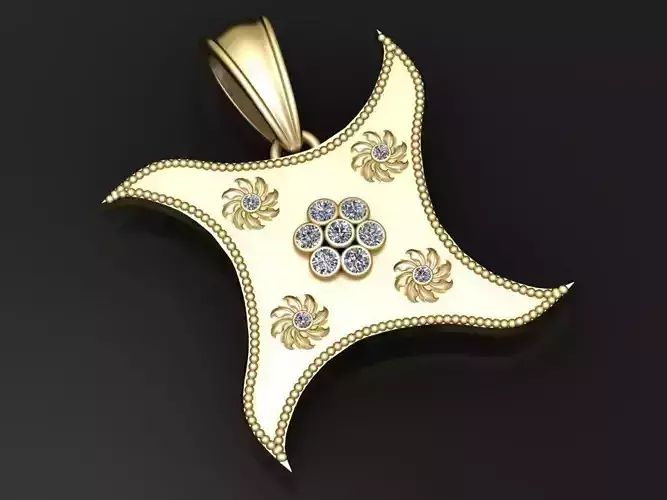 gold star pendant 3D printable model 