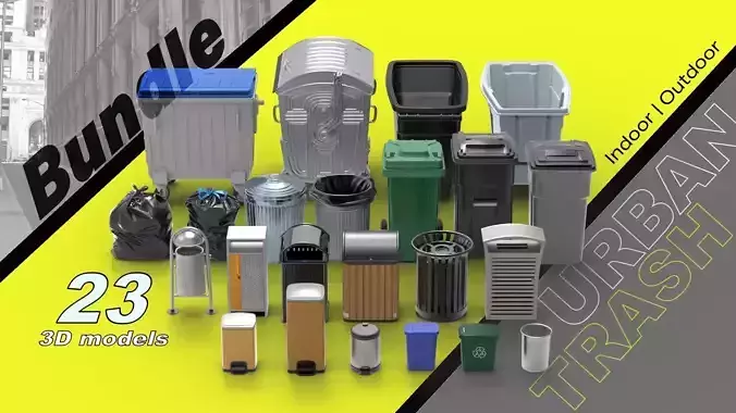 Free 23 Urban Trash and Garbage 3D Models  Indoor and Outdoor  