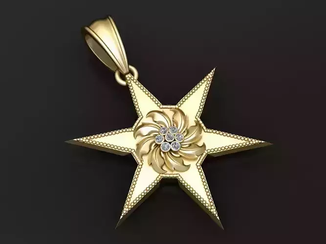 six point star necklace  3D printable model 