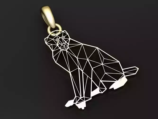 geometric cat pendant  3D printable model 