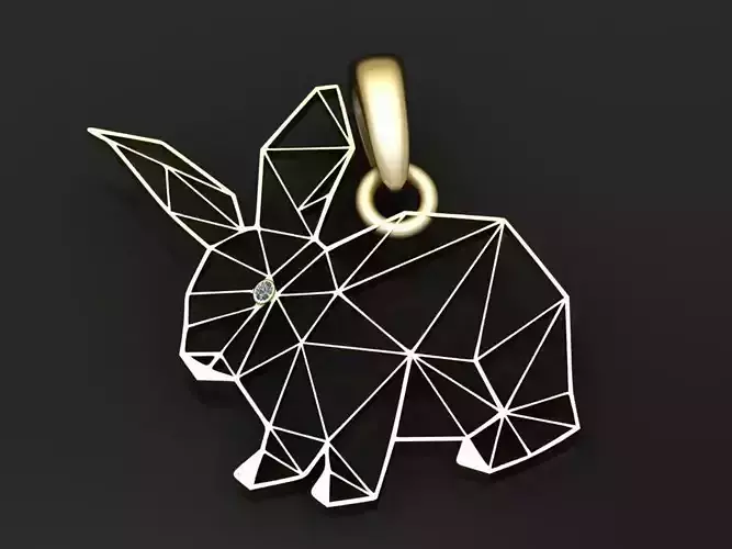 geometric rabbit pendant 3D printable model