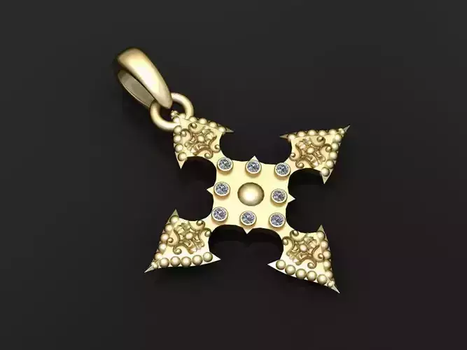 ornate cross pendant  3D printable model 