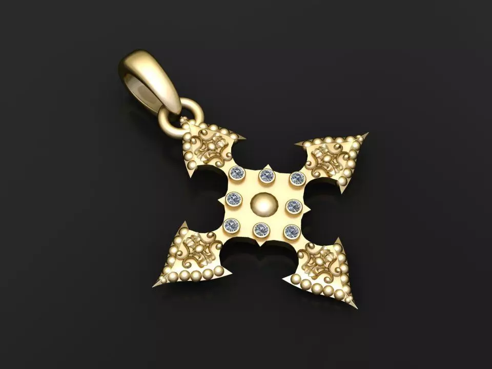 ornate cross pendant 3D printable model 3D print model