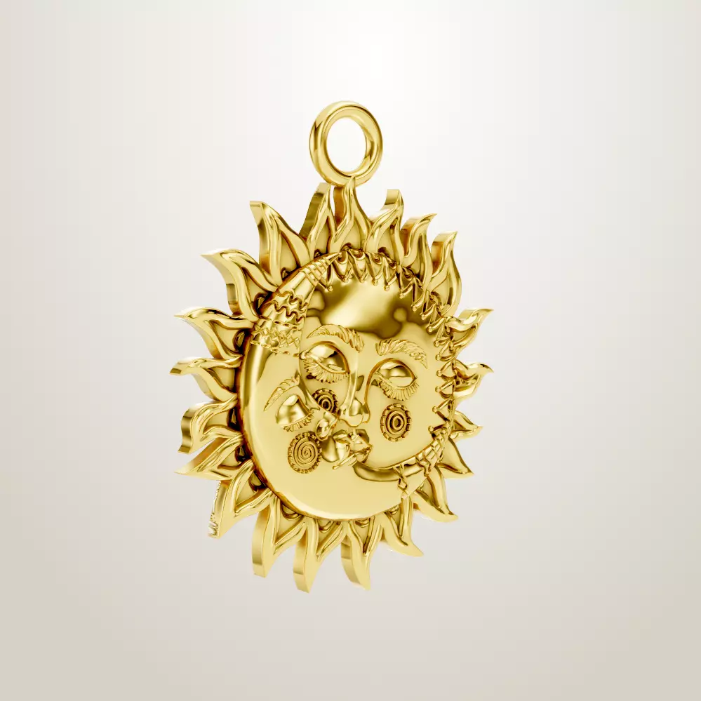 Sun and Moon Charm 3D print model_2