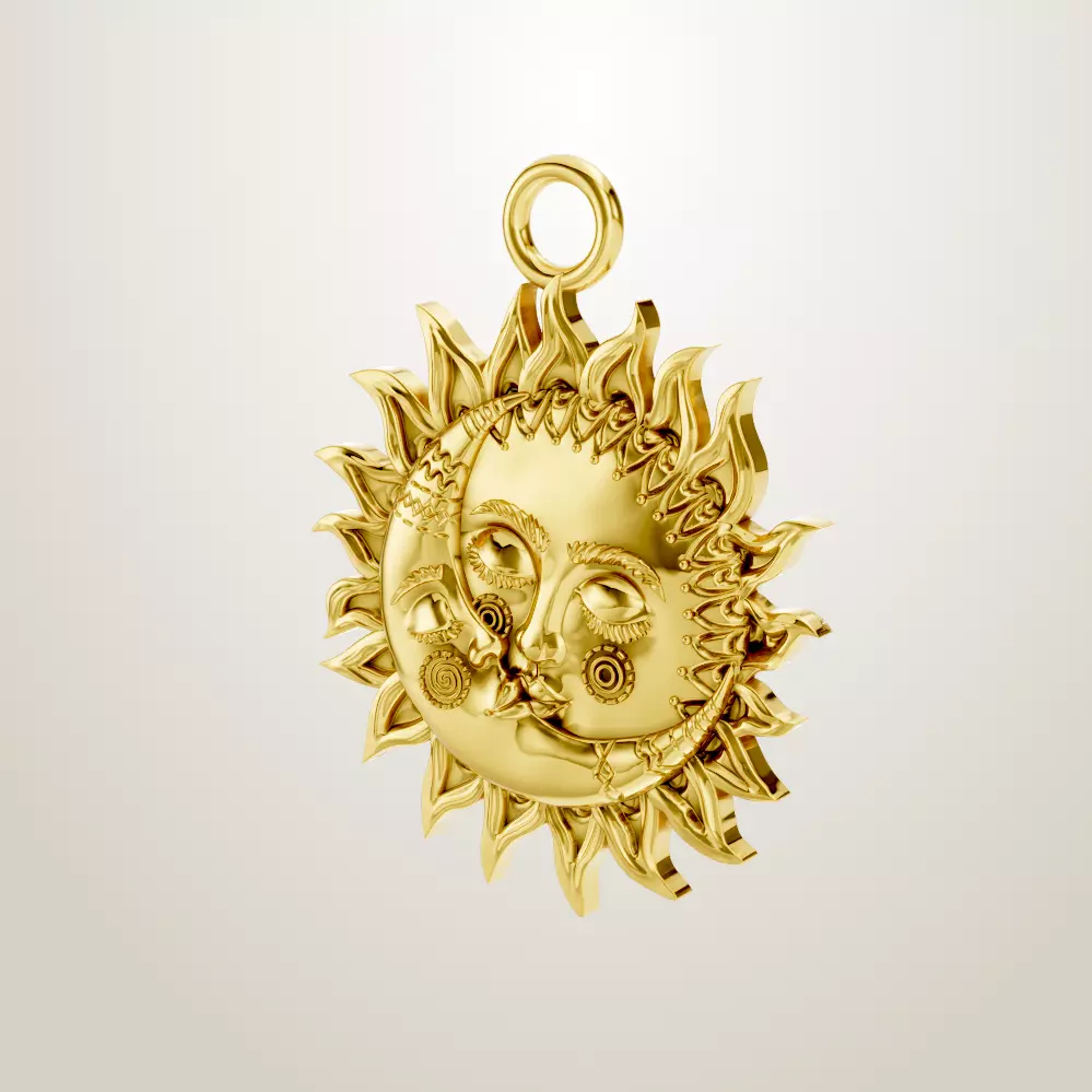 Sun and Moon Charm 3D print model_3