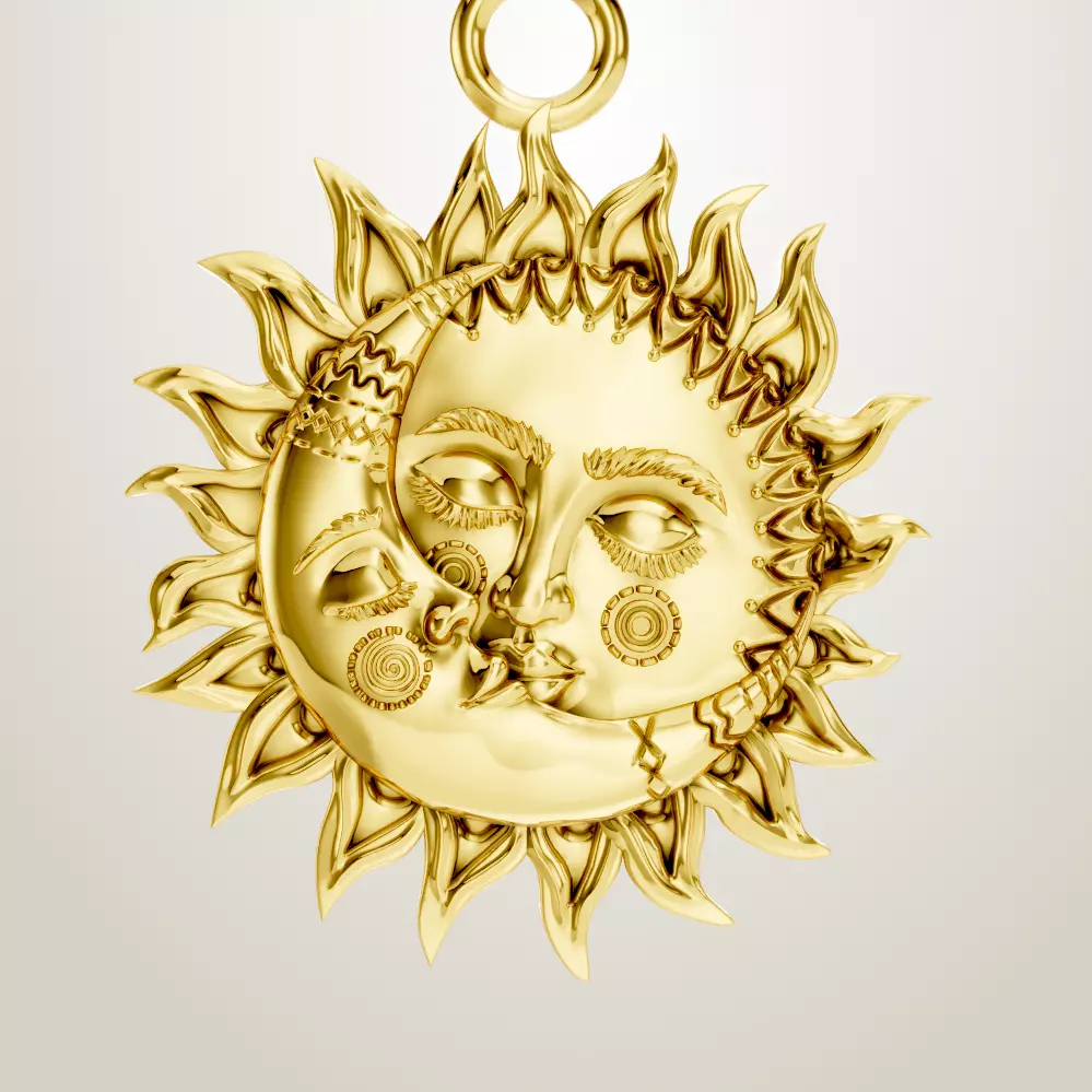 Sun and Moon Charm 3D print model_1