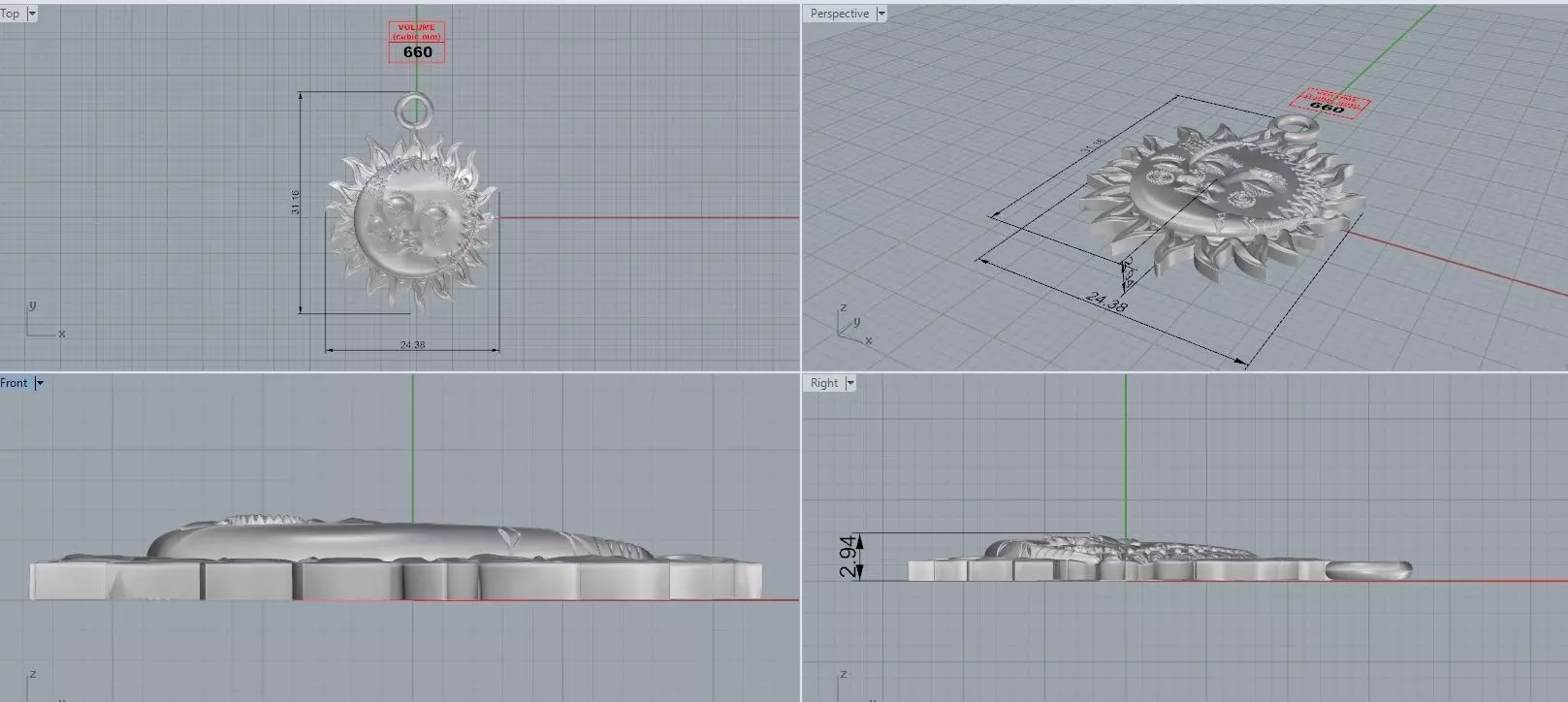 Sun and Moon Charm 3D print model_4