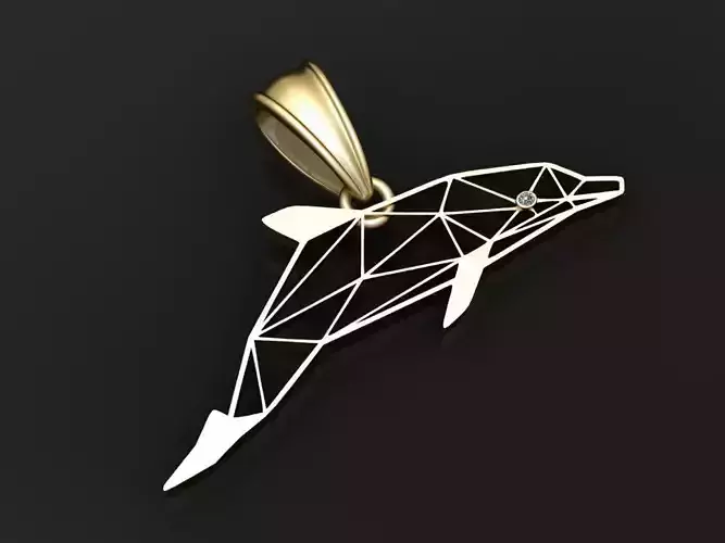 geometric dolphin pendant 3D printable model 