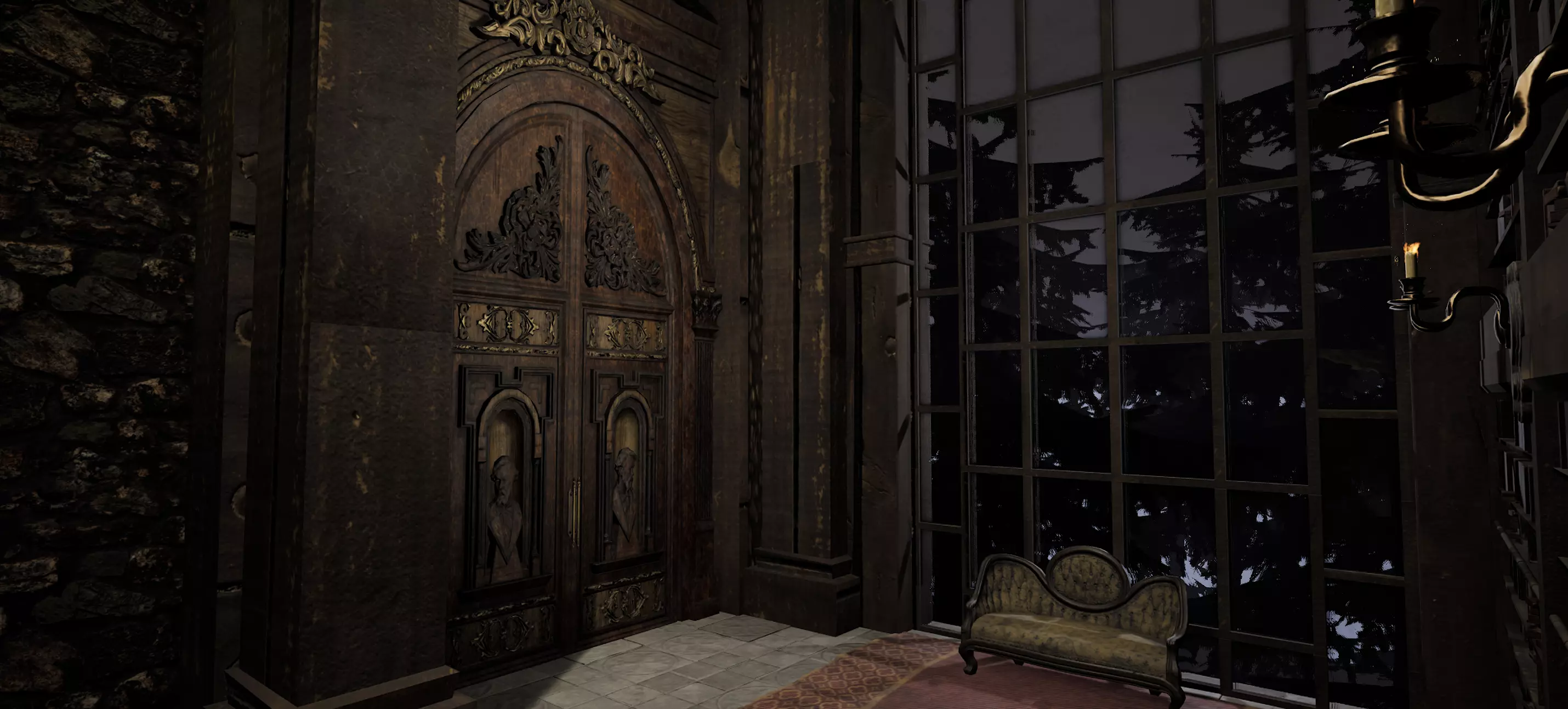 Magnificent Huge Gothic Library Cathedral Interior Environment 3D model_16