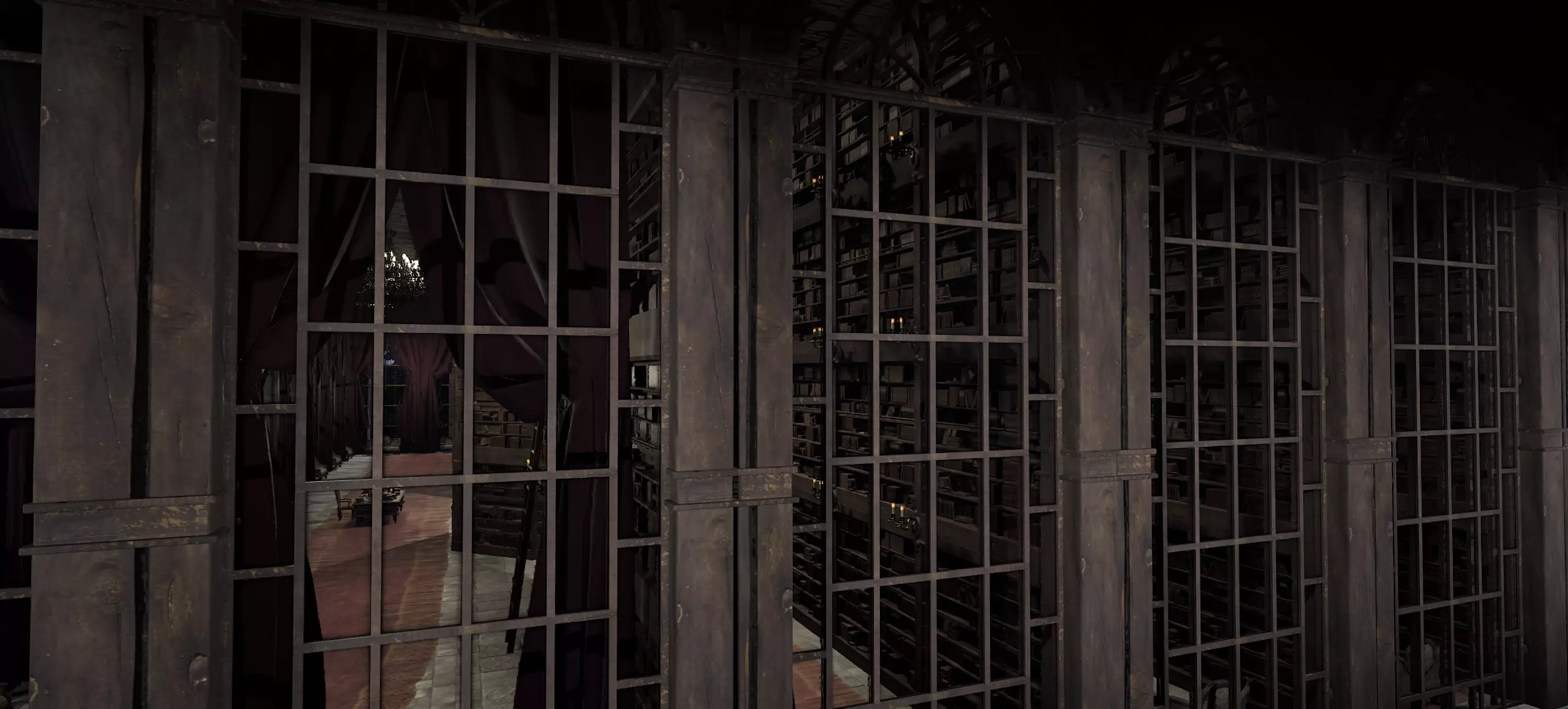 Magnificent Huge Gothic Library Cathedral Interior Environment 3D model_25