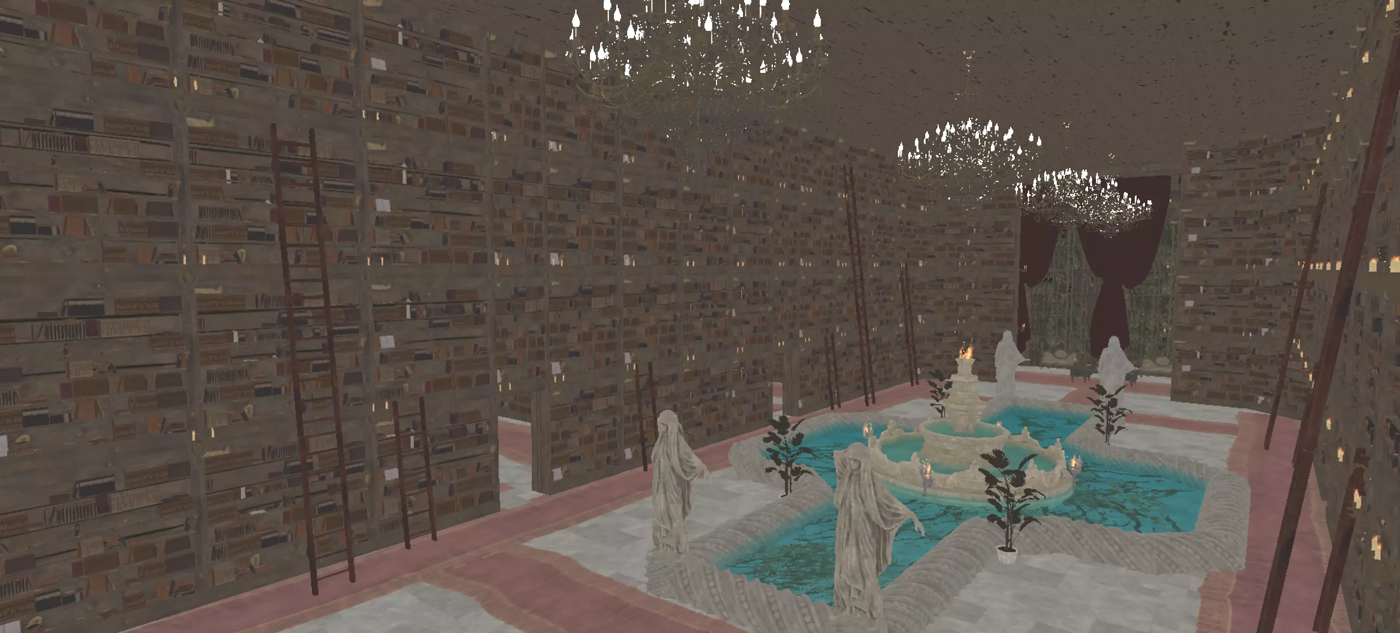 Magnificent Huge Gothic Library Cathedral Interior Environment 3D model_31