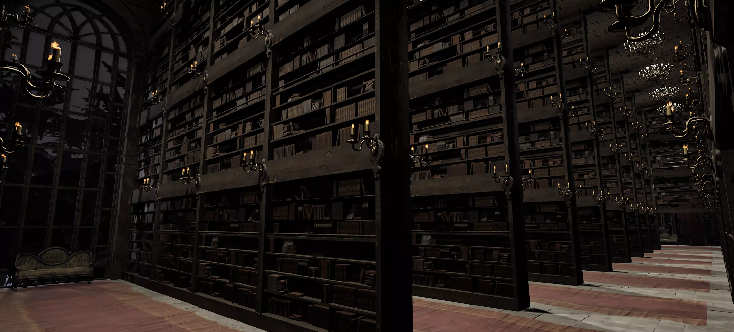 Magnificent Huge Gothic Library Cathedral Interior Environment 3D model_20