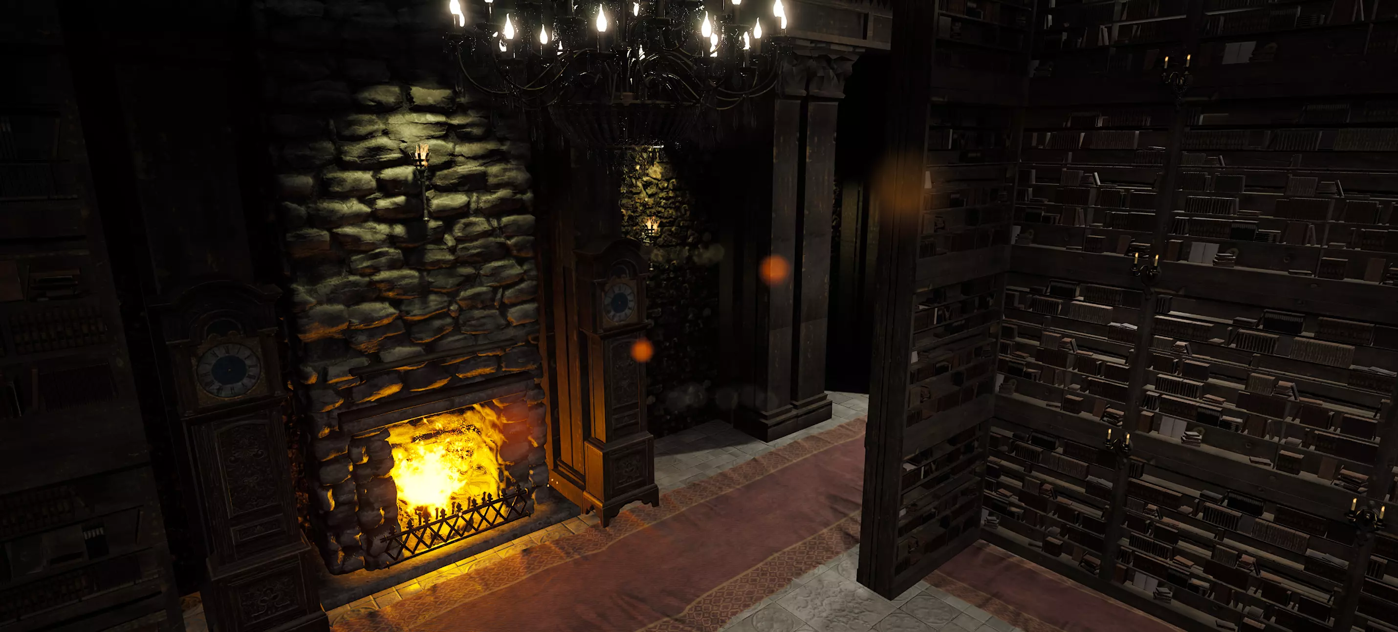 Magnificent Huge Gothic Library Cathedral Interior Environment 3D model_13