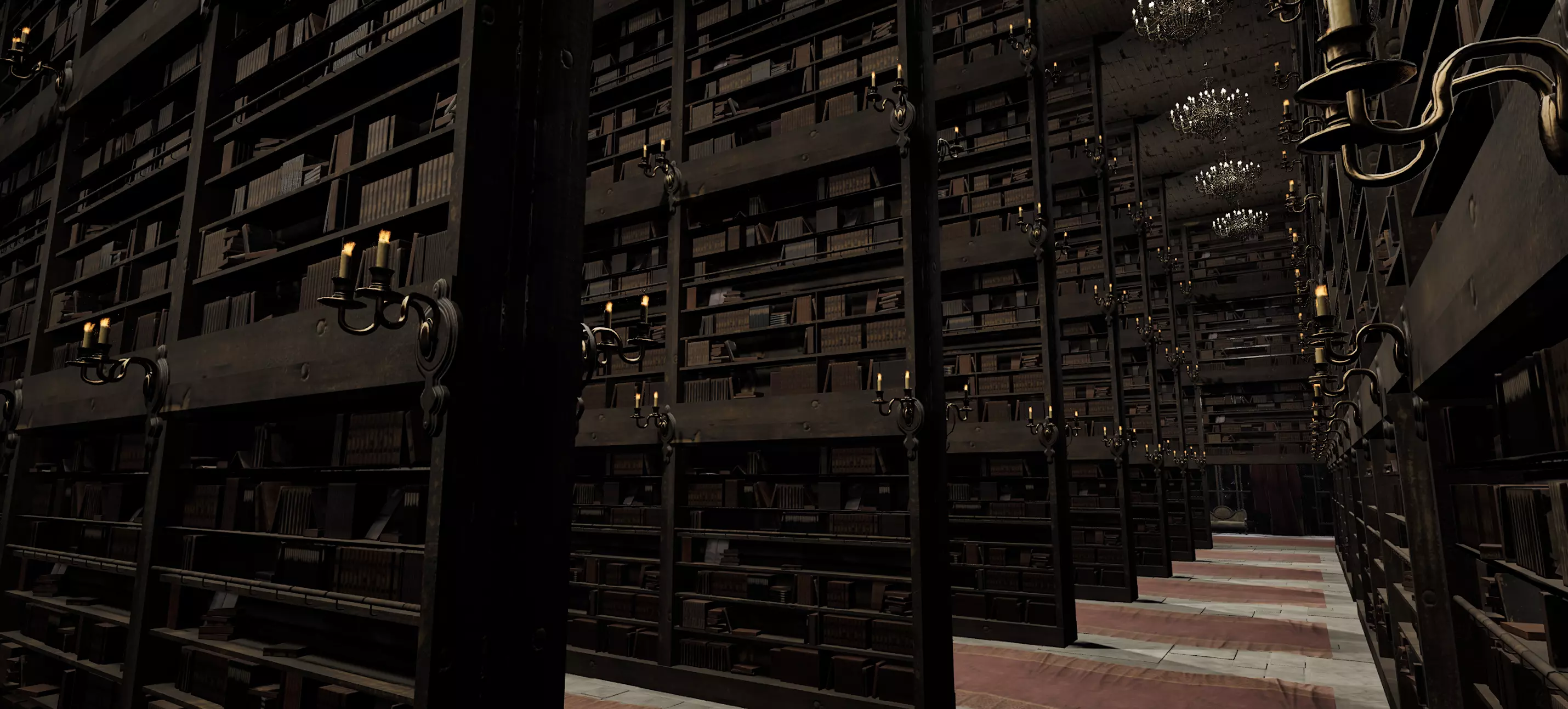 Magnificent Huge Gothic Library Cathedral Interior Environment 3D model_21