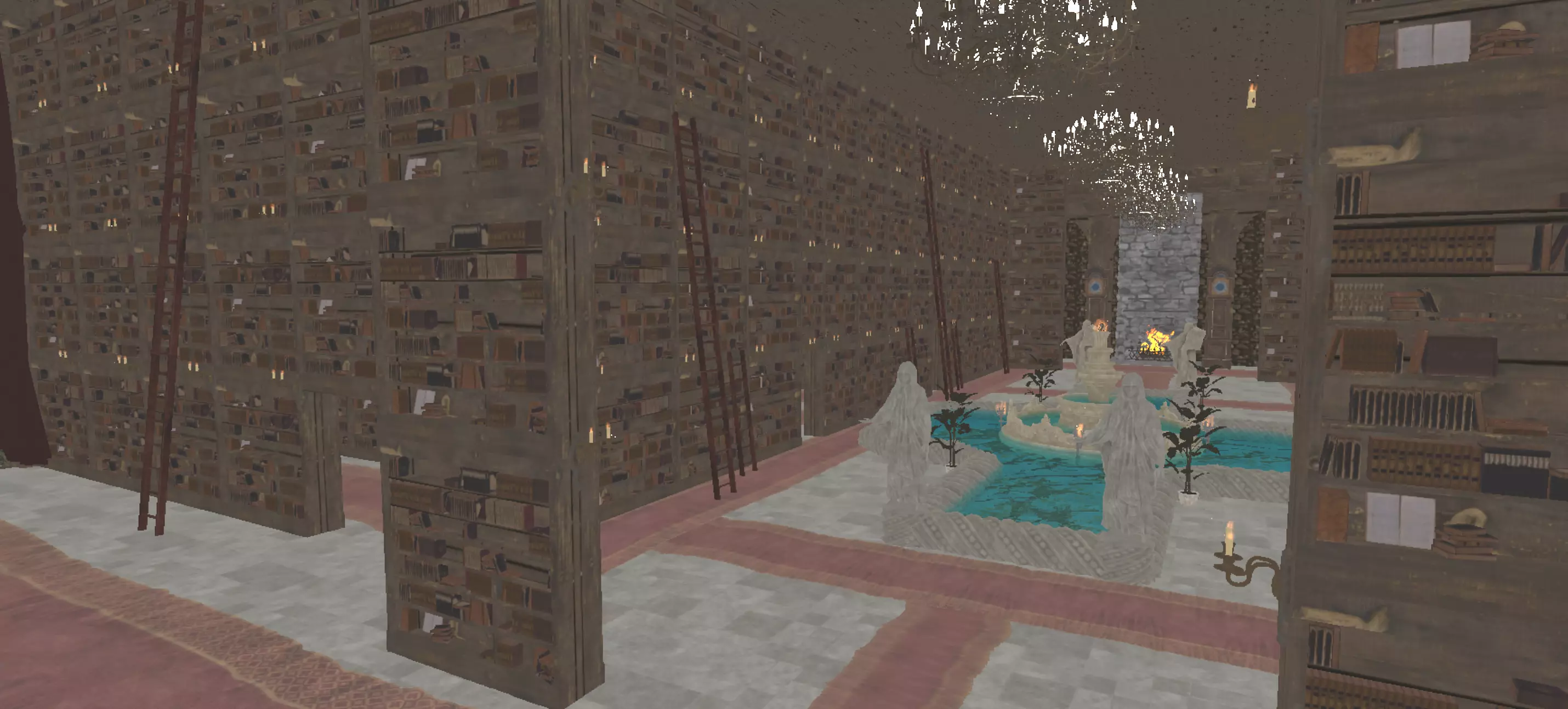 Magnificent Huge Gothic Library Cathedral Interior Environment 3D model_30