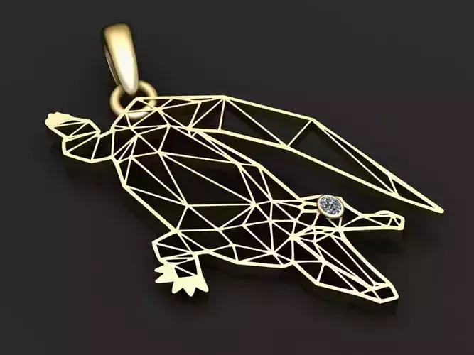 geometric penguin pendant  3D printable model 