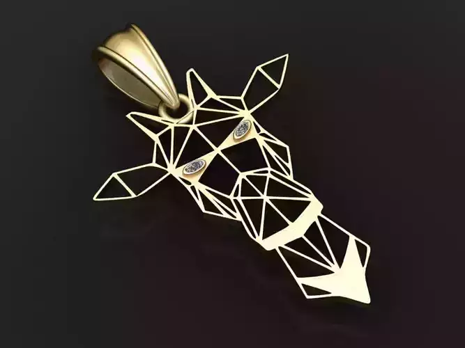 geometric giraffe pendant  3D printable model 