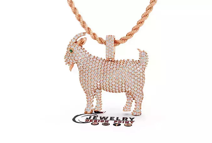 Custom Goat Face Diamond Pendnat - Ram Head Pendant Necklace