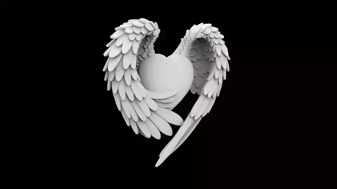 Angel Wings Heart 3D Print Model