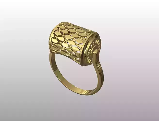 Golden Cage Ring 3D print model