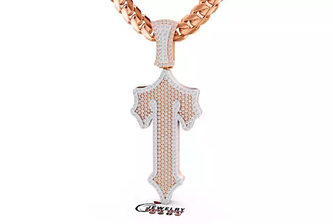 Custom Trapstar Cross Diamond Pendant - Cross Necklace  3D print model