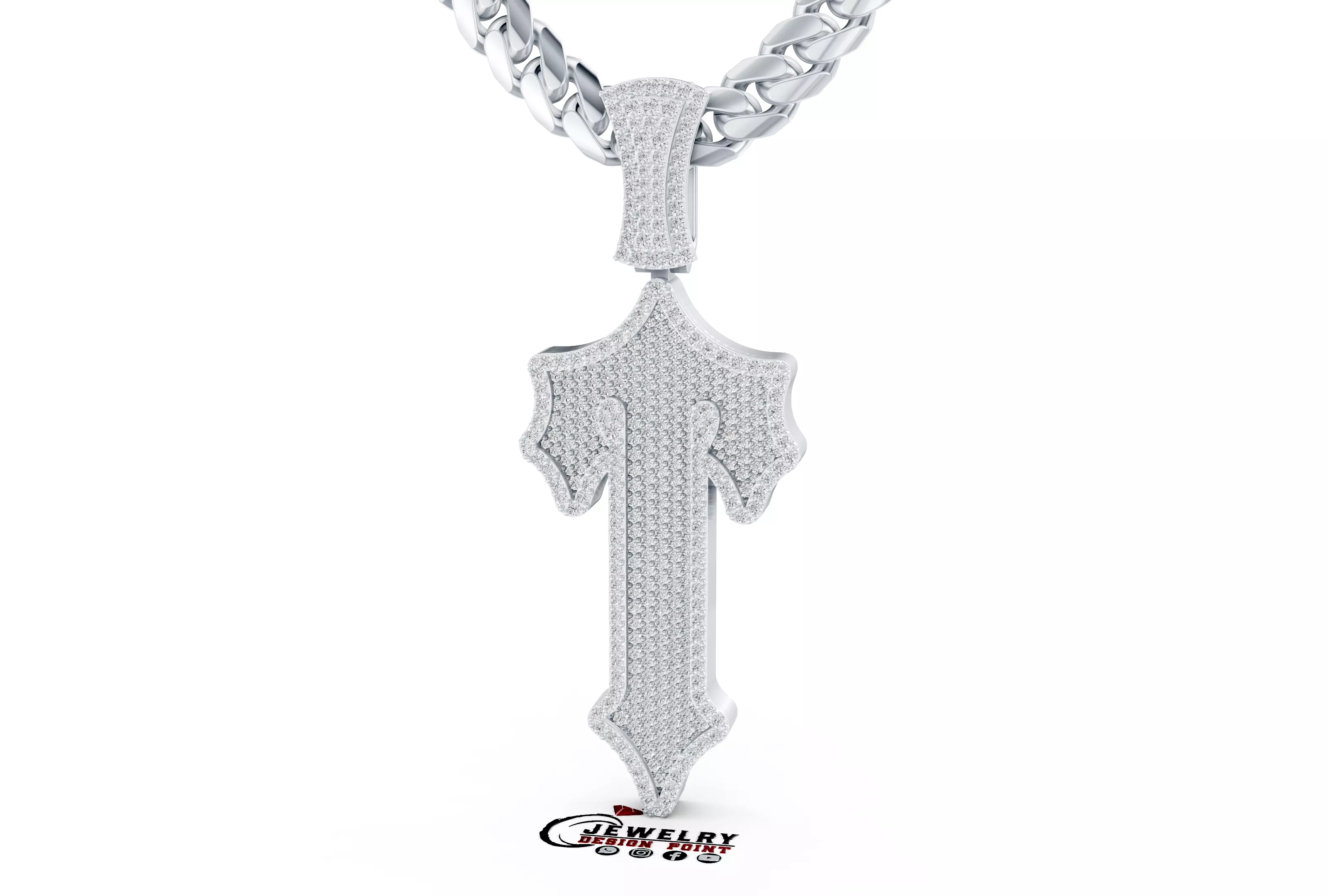 Custom Trapstar Cross Diamond Pendant - Cross Necklace 3D print model_3