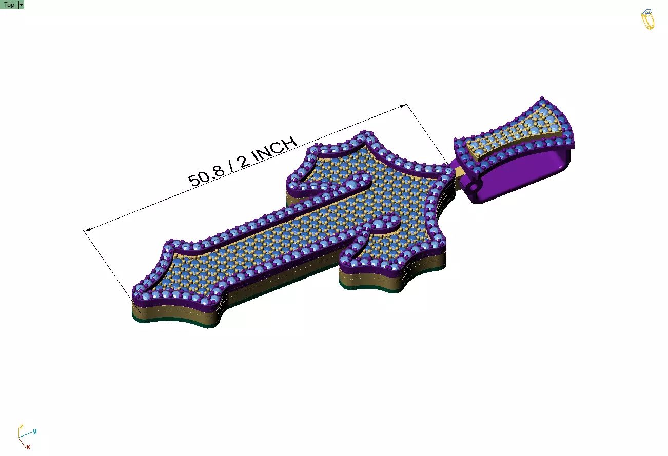 Custom Trapstar Cross Diamond Pendant - Cross Necklace 3D print model_4