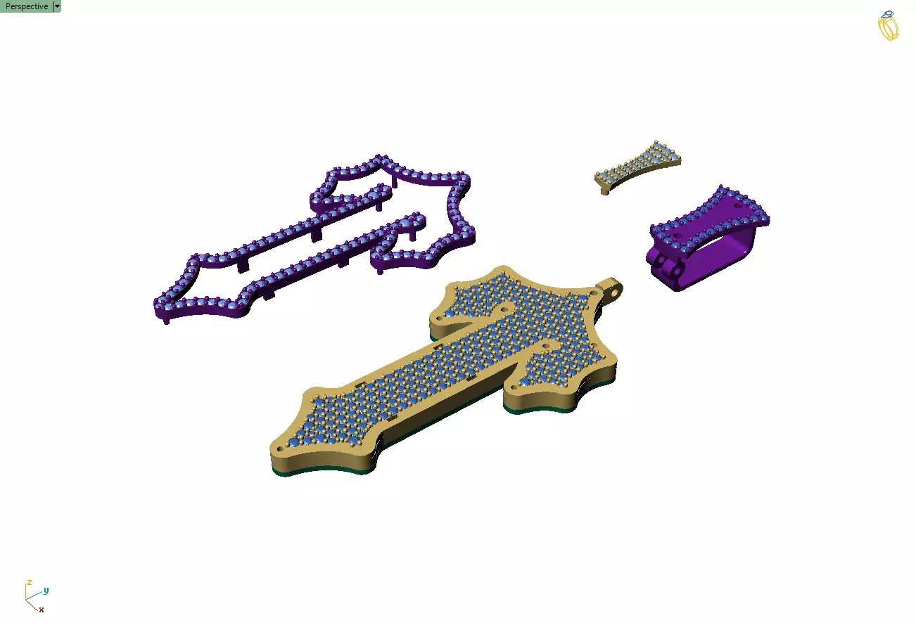 Custom Trapstar Cross Diamond Pendant - Cross Necklace 3D print model_11