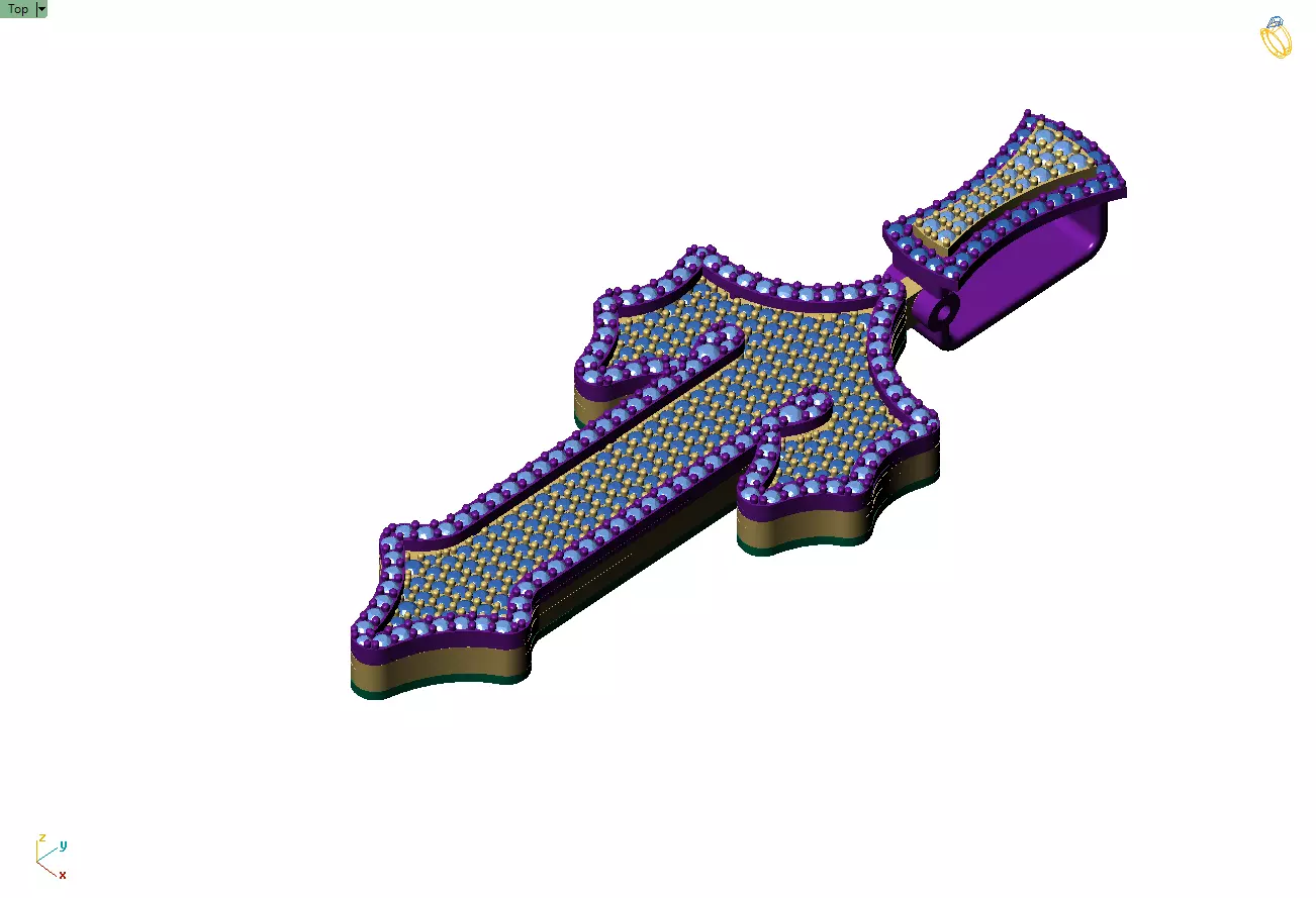 Custom Trapstar Cross Diamond Pendant - Cross Necklace 3D print model_8