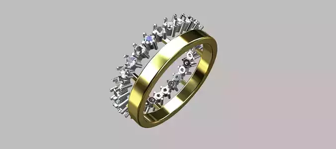 Full Wedding Ring with 1mm Stones 3D print model