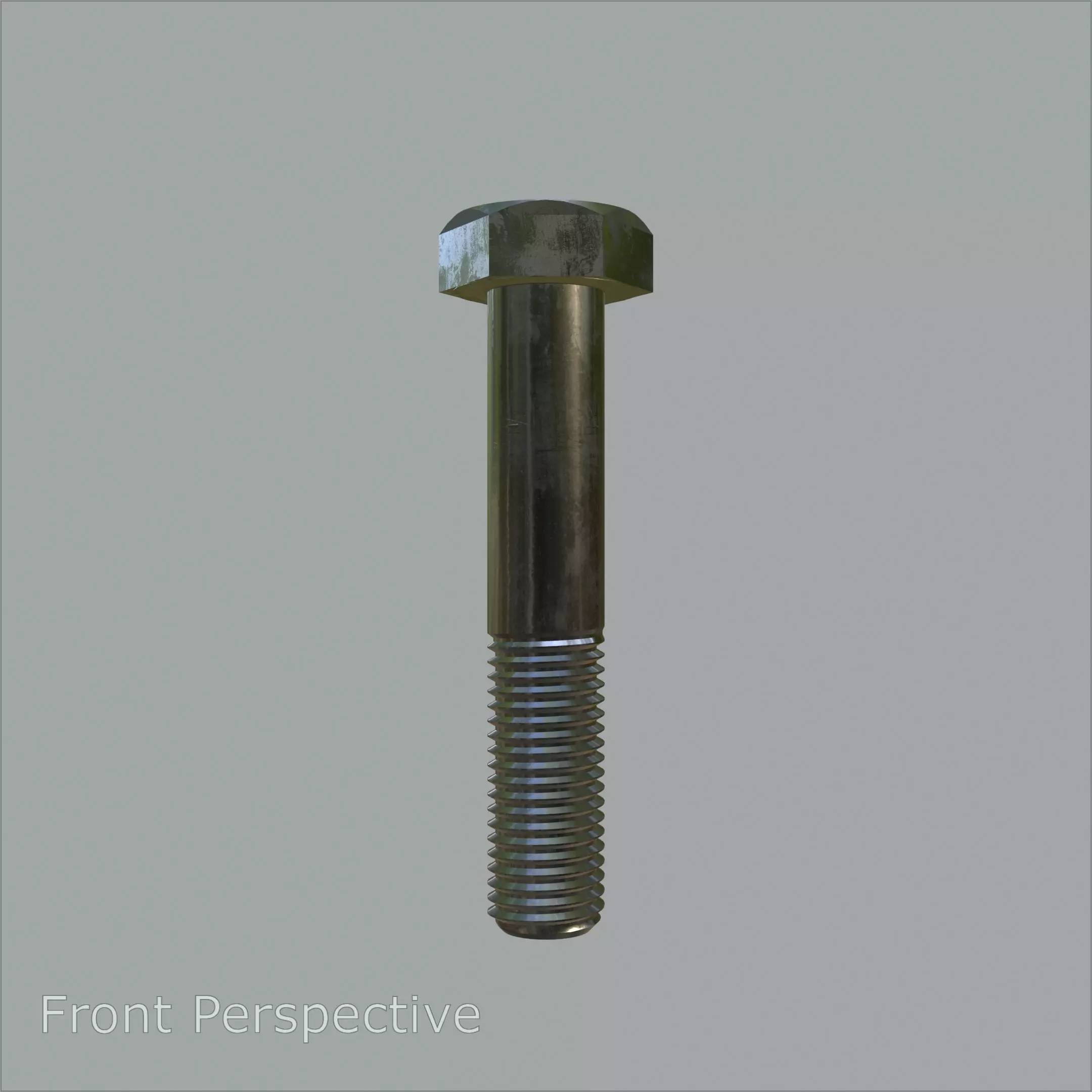 Steel Stained Hex M12 Precision Bolt with 4K PBR Textures 3D model_0