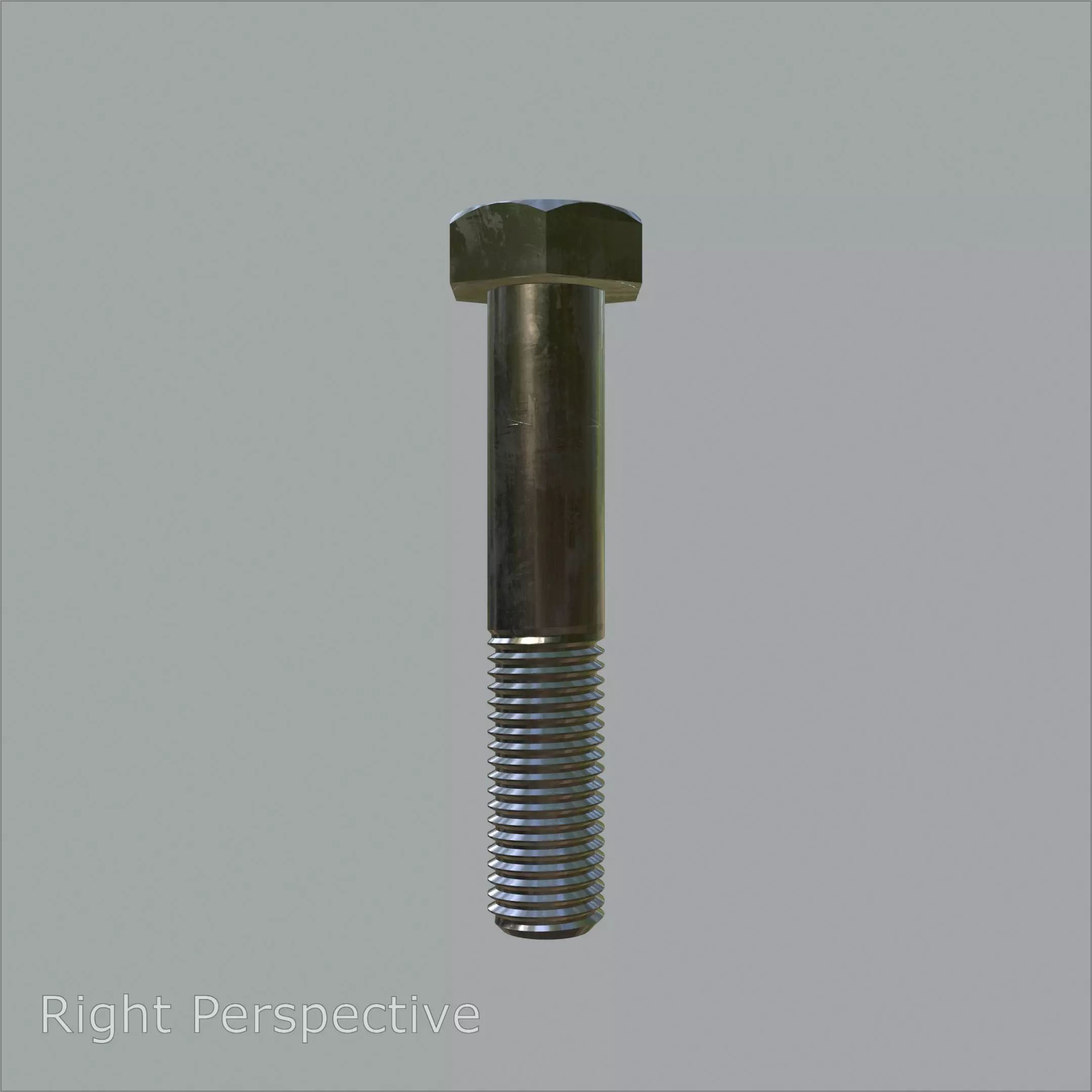 Steel Stained Hex M12 Precision Bolt with 4K PBR Textures 3D model_3