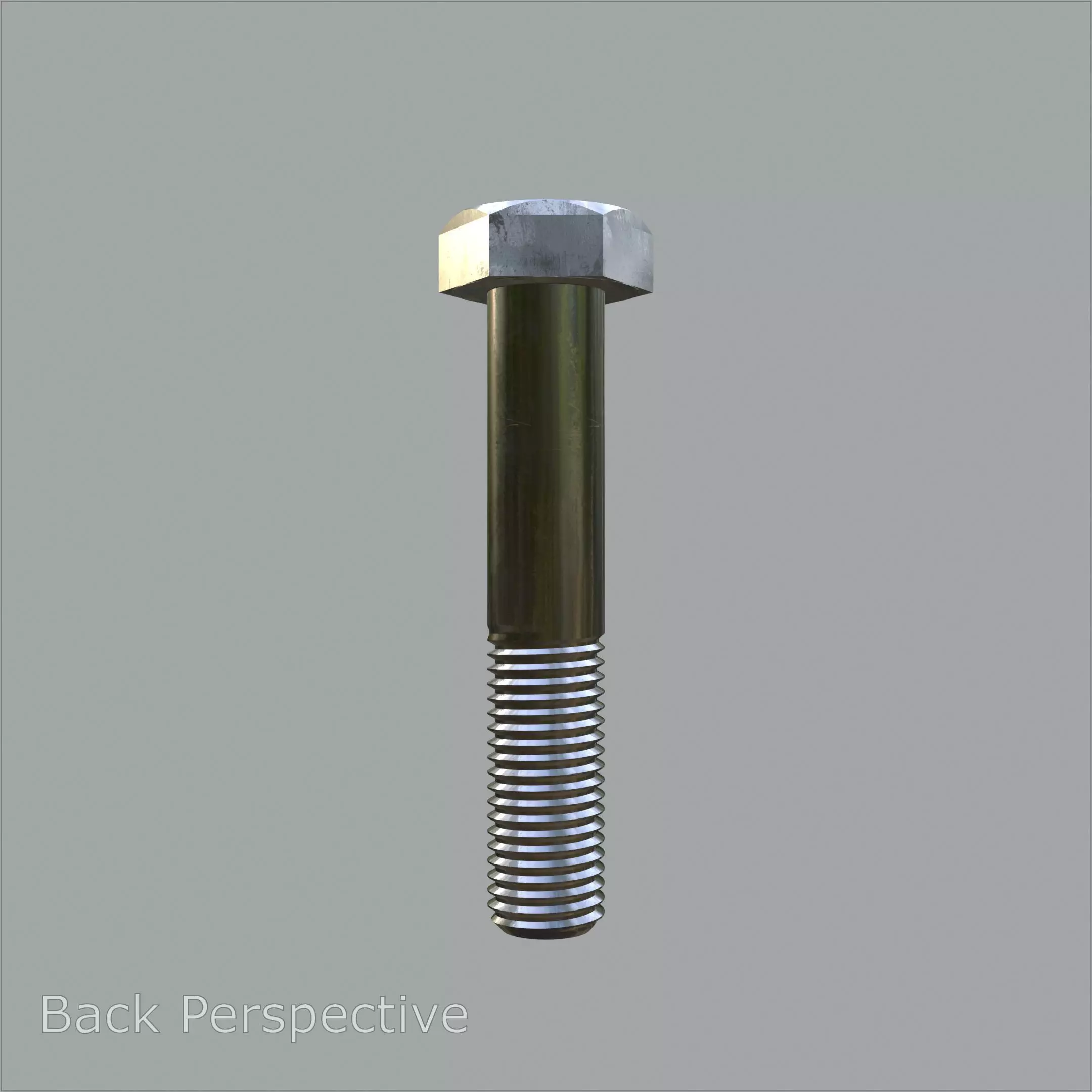 Steel Stained Hex M12 Precision Bolt with 4K PBR Textures 3D model_1