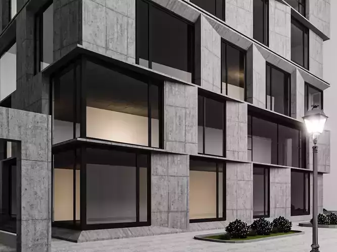 Modern Concrete Office Building Exterior for Urban Architecture 3D model