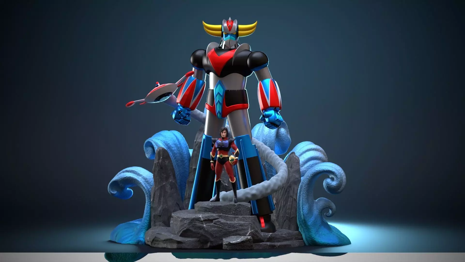 Goldrake diorama 3D print model_0