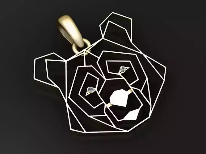 geometric bear pendant 3D printable model