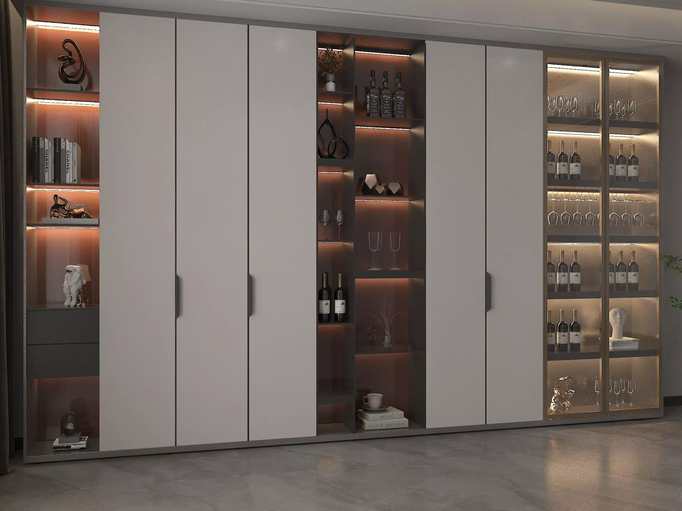 Wine cabinet Rack Cellar 3D model_2