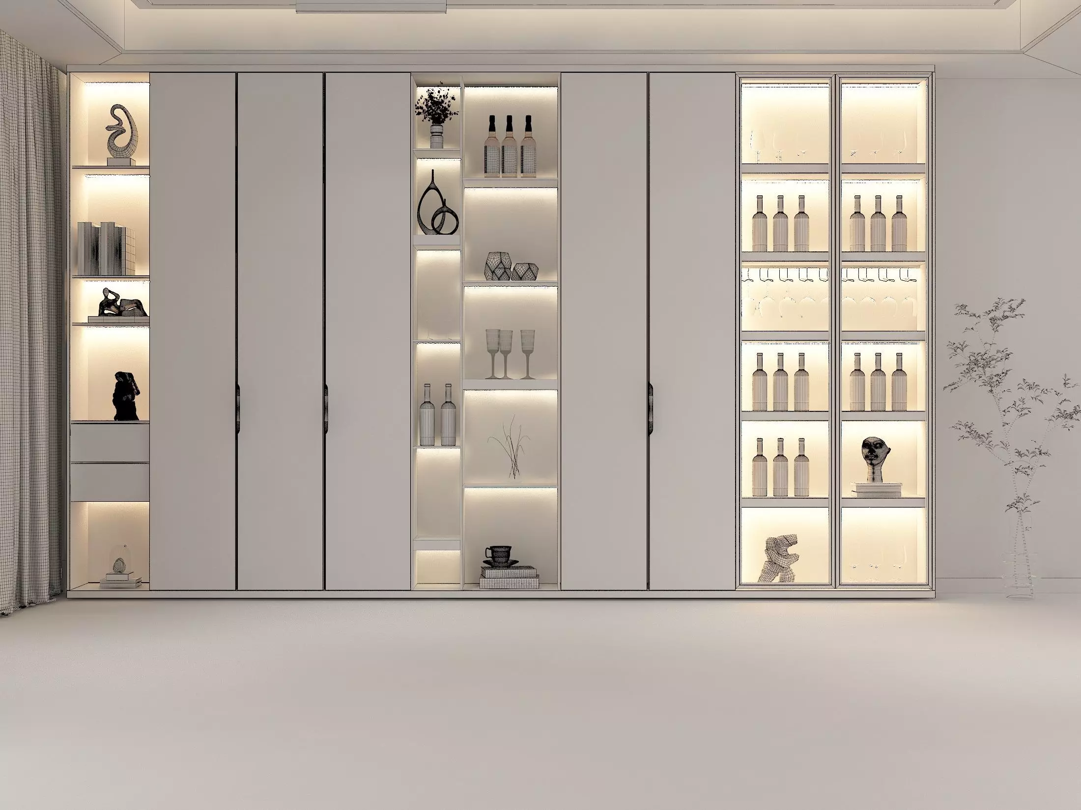 Wine cabinet Rack Cellar 3D model_7