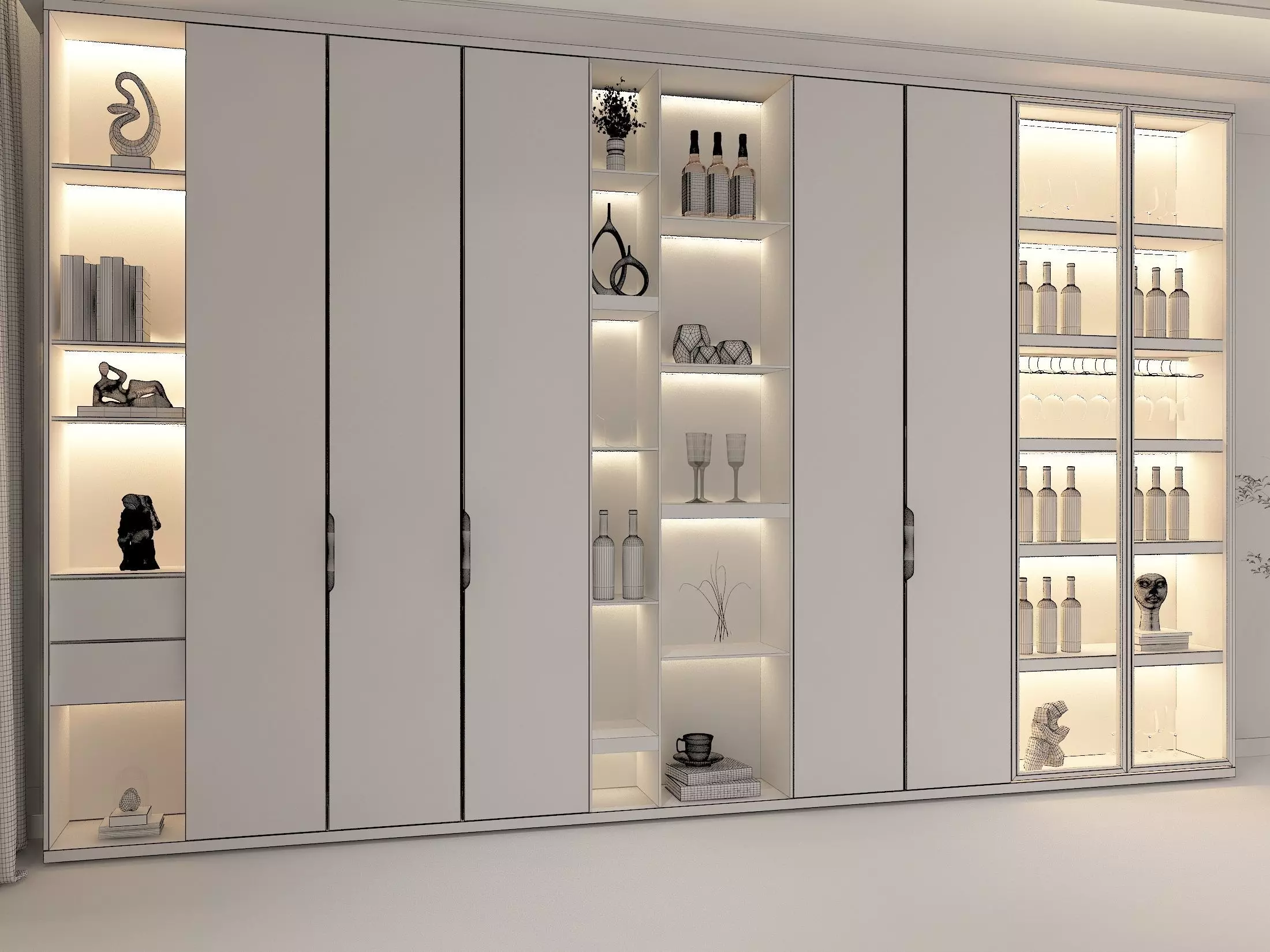 Wine cabinet Rack Cellar 3D model_5