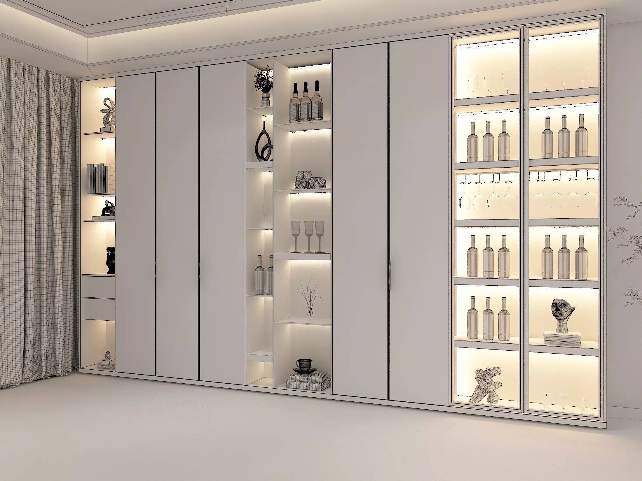 Wine cabinet Rack Cellar 3D model_8