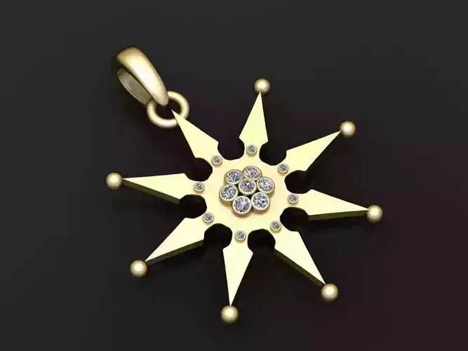 gold starburst pendant 3D printable model