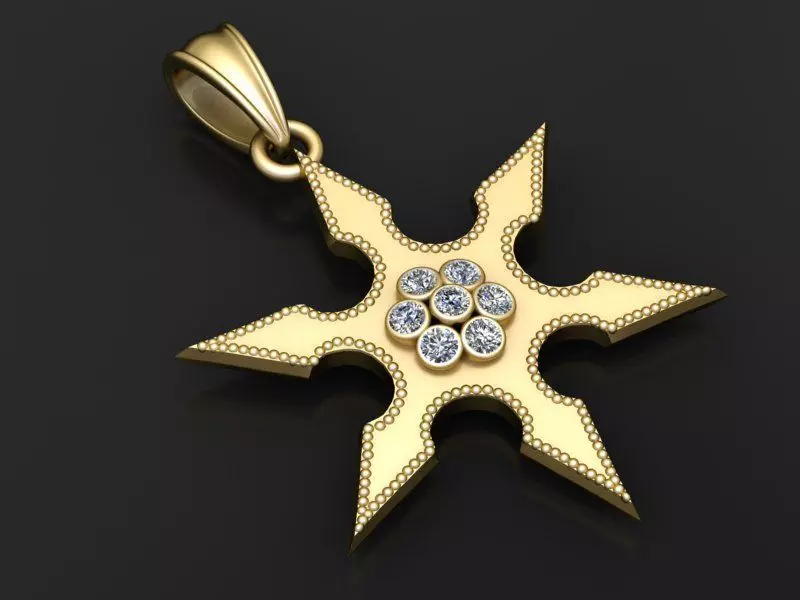 gold star pendant 3D printable model 3D print model