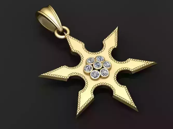 gold star pendant 3D printable model 